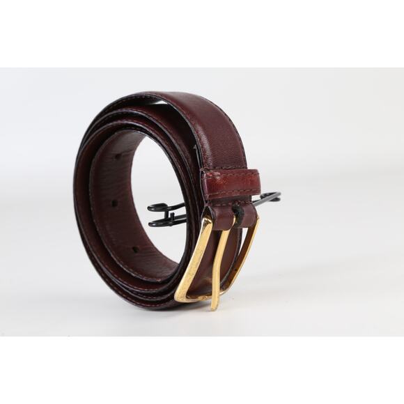 Vintage Henry Grethel Brown Leather Skinny Buckle Belt Size 34 / 85 main image 9